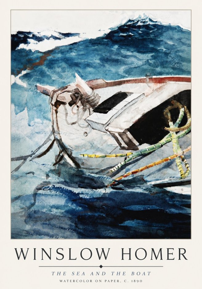 Winslow Homer The Sea and the Boat No3 - Póster