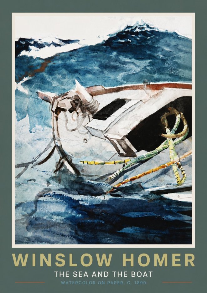 Winslow Homer The Sea and the Boat No4 - Póster