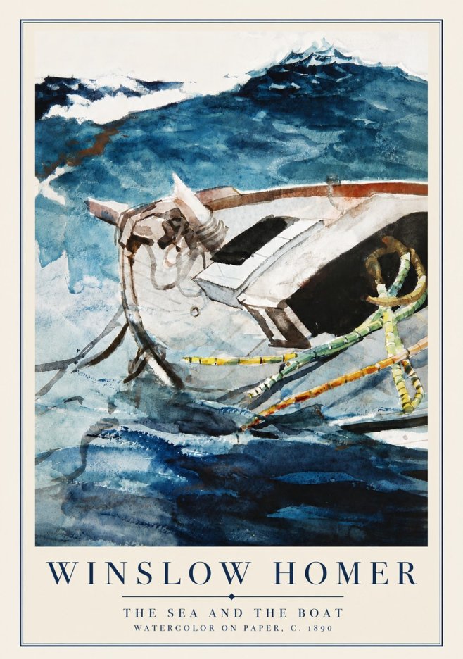 Winslow Homer The Sea and the Boat No5 - Póster