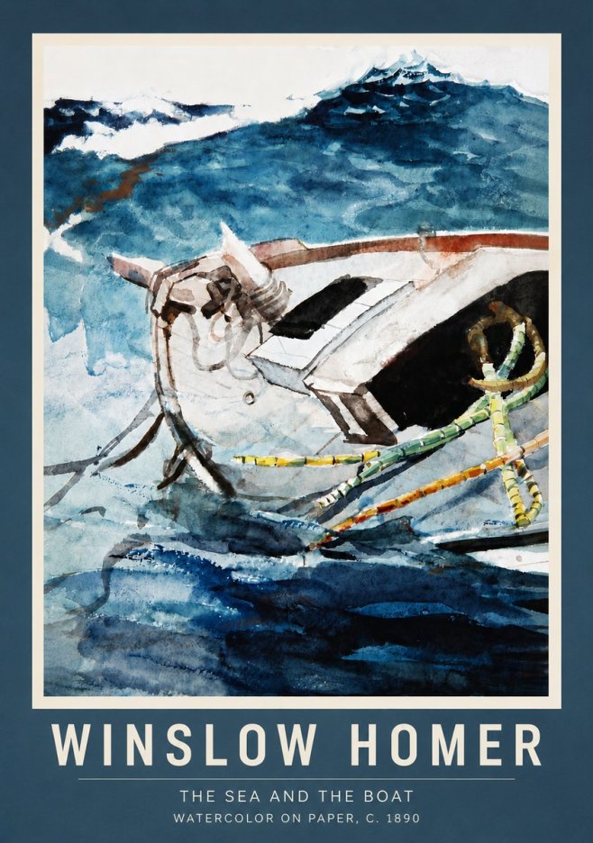 Winslow Homer The Sea and the Boat No6 - Póster