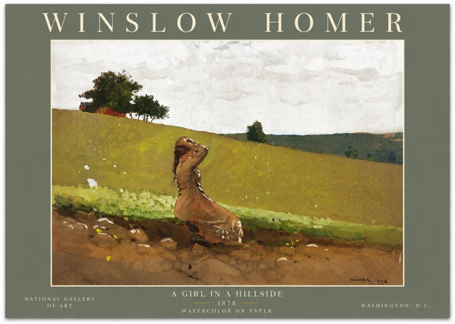 Winslow Homer A Girl in a Hillside No6 - Póster