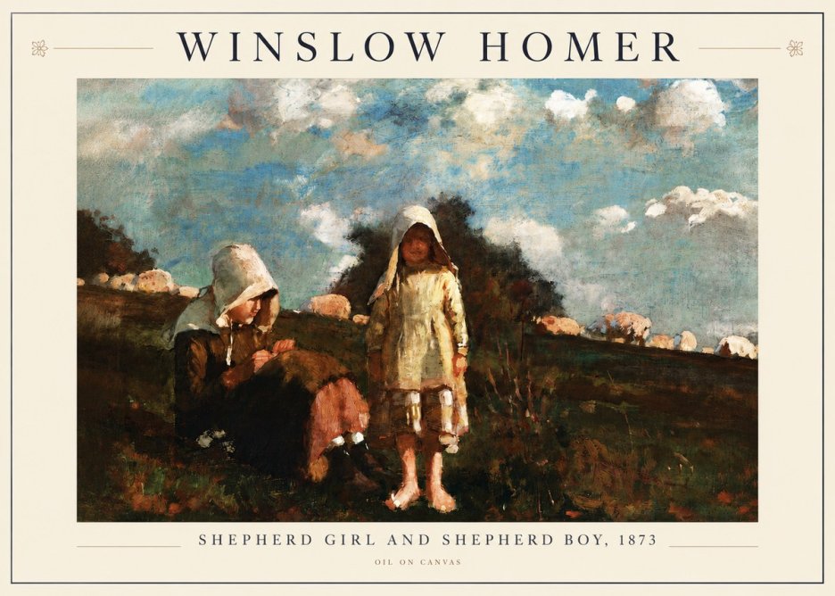 Winslow Homer Shepherd Girl and Shepherd Boy, 1873 No3 - Póster