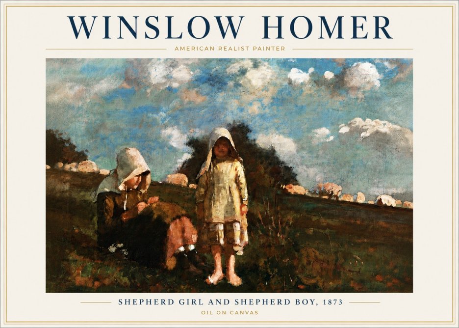 Winslow Homer Shepherd Girl and Shepherd Boy, 1873 No6 - Póster