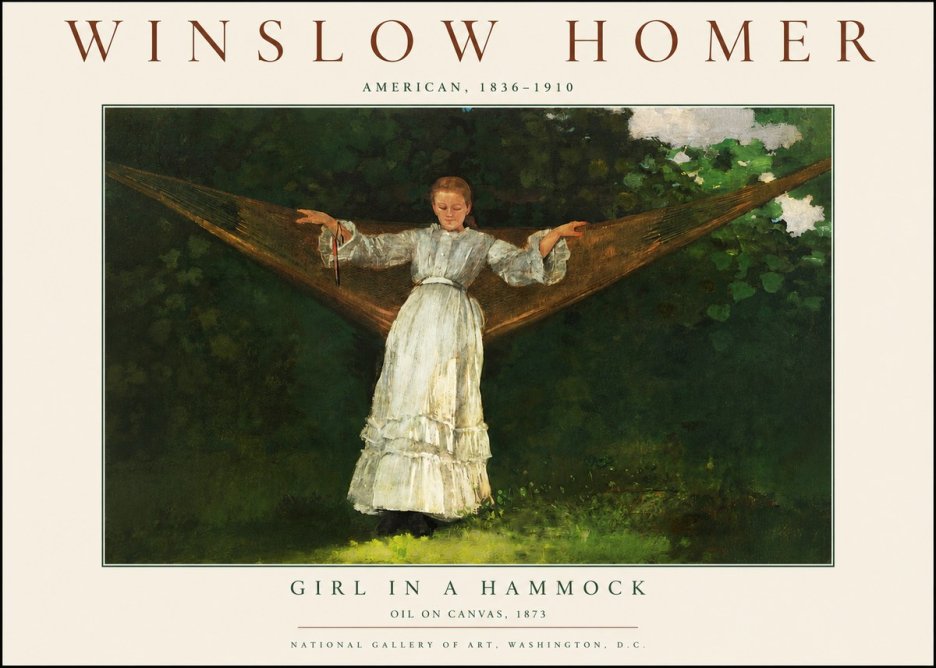 Winslow Homer Girl in a Hammock No3 - Póster