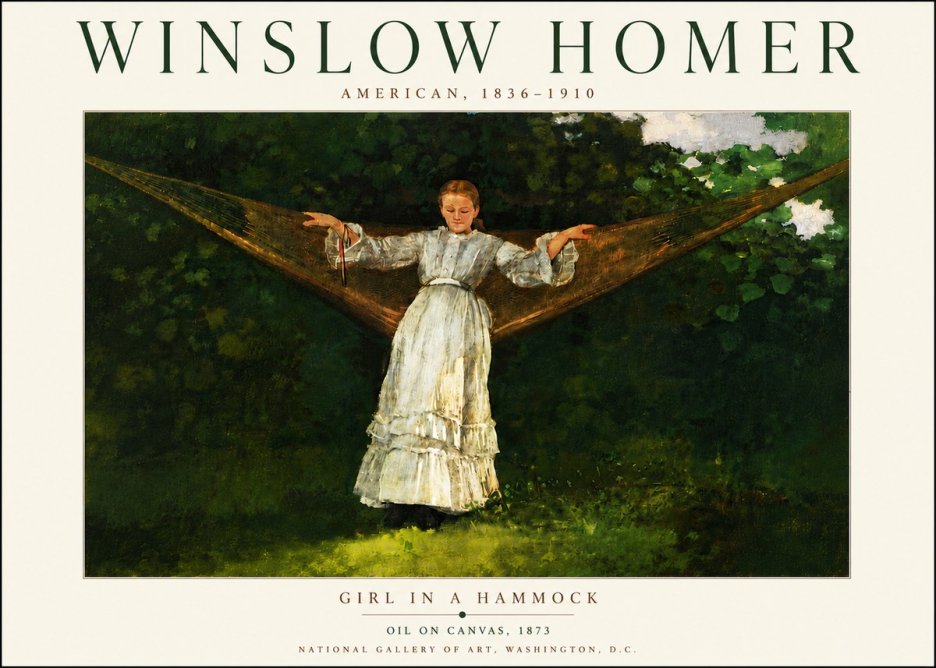 Winslow Homer Girl in a Hammock No6 - Póster