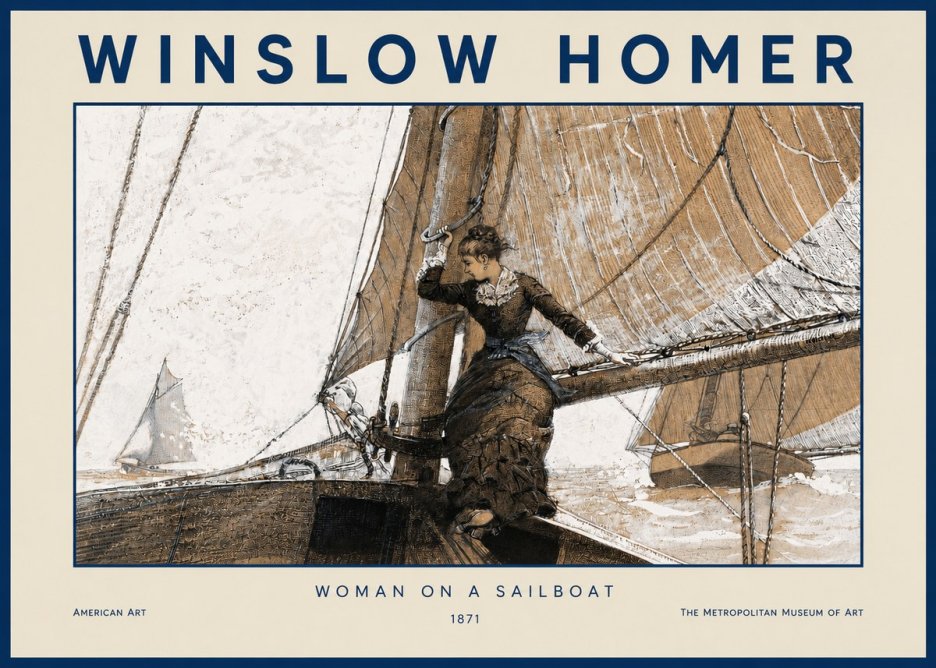 Winslow Homer Woman on a Sailboat No2 - Póster