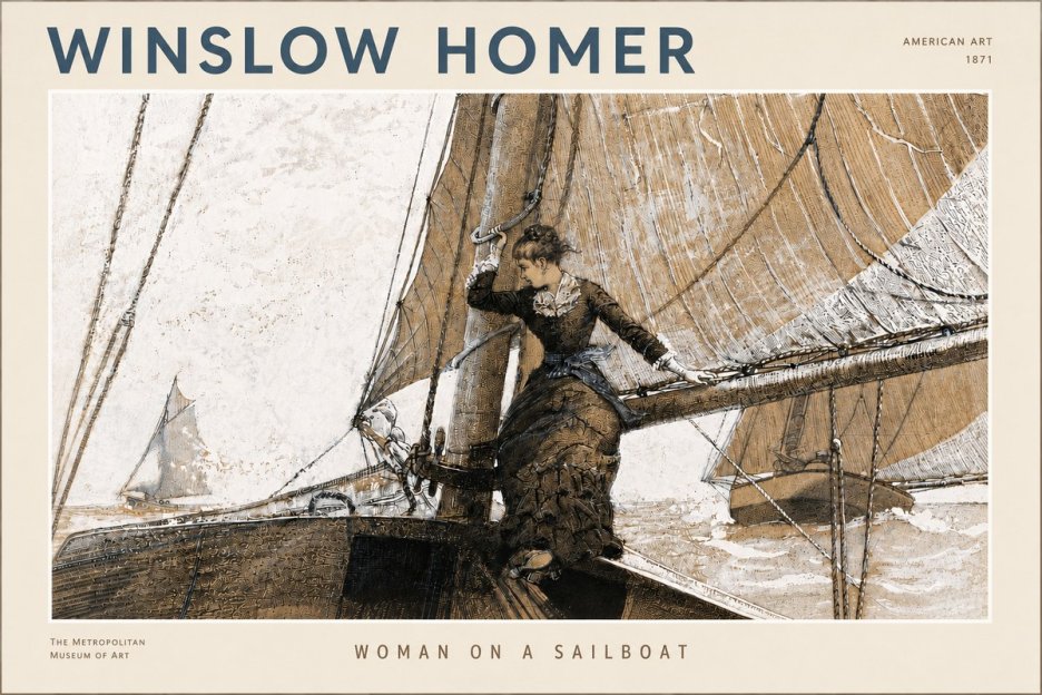 Winslow Homer Woman on a Sailboat No4 - Póster