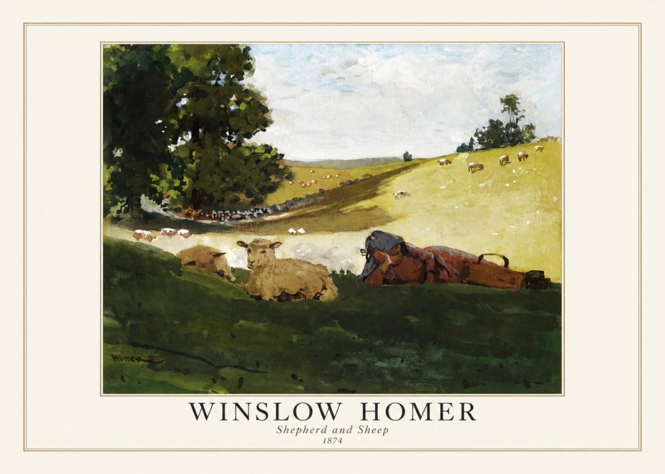 Winslow Homer Shepherd and Sheep No1 - Póster