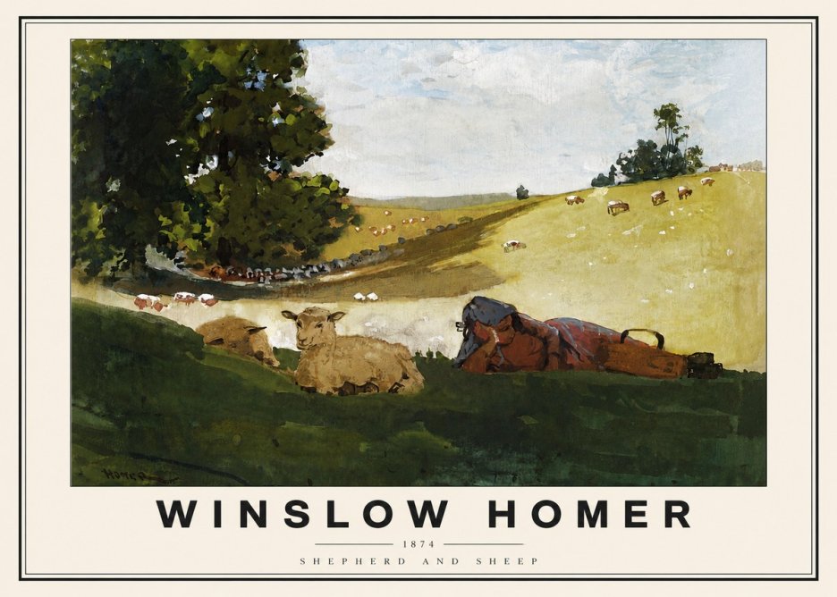 Winslow Homer Shepherd and Sheep No3 - Póster
