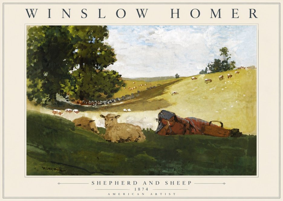 Winslow Homer Shepherd and Sheep No5 - Póster