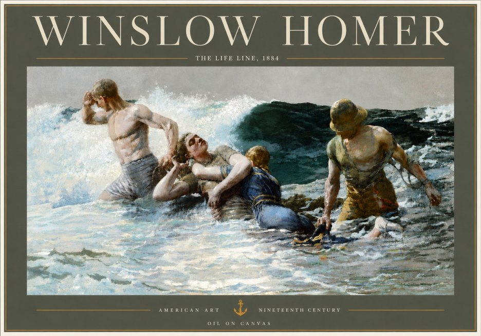 Winslow Homer The Life Line No4 - Póster