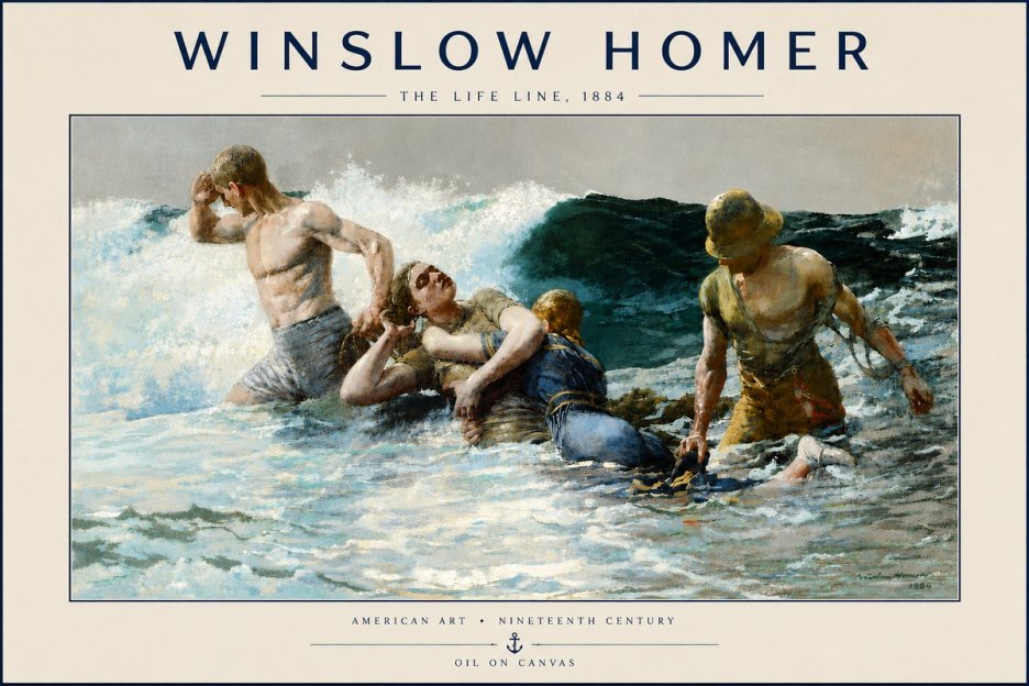 Winslow Homer The Life Line No5 - Póster