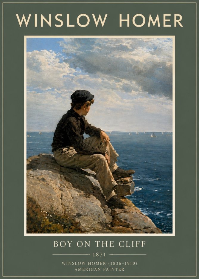 Winslow Homer Boy on the Cliff No5 - Póster