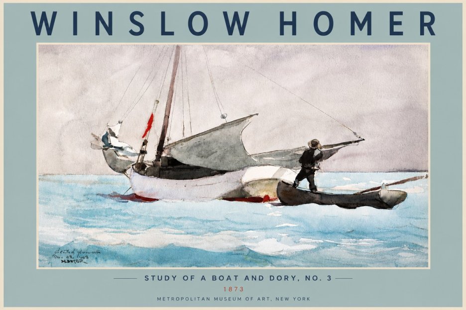 Winslow Homer Study of a Boat and Dory Watercolor, No. 3 No5 - Póster