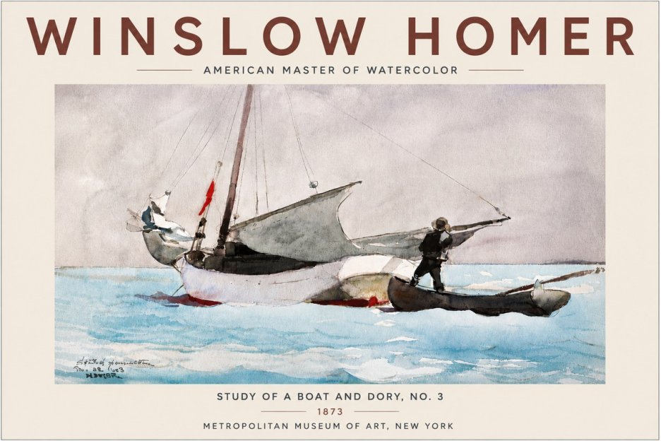 Winslow Homer Study of a Boat and Dory Watercolor, No. 3 No6 - Póster