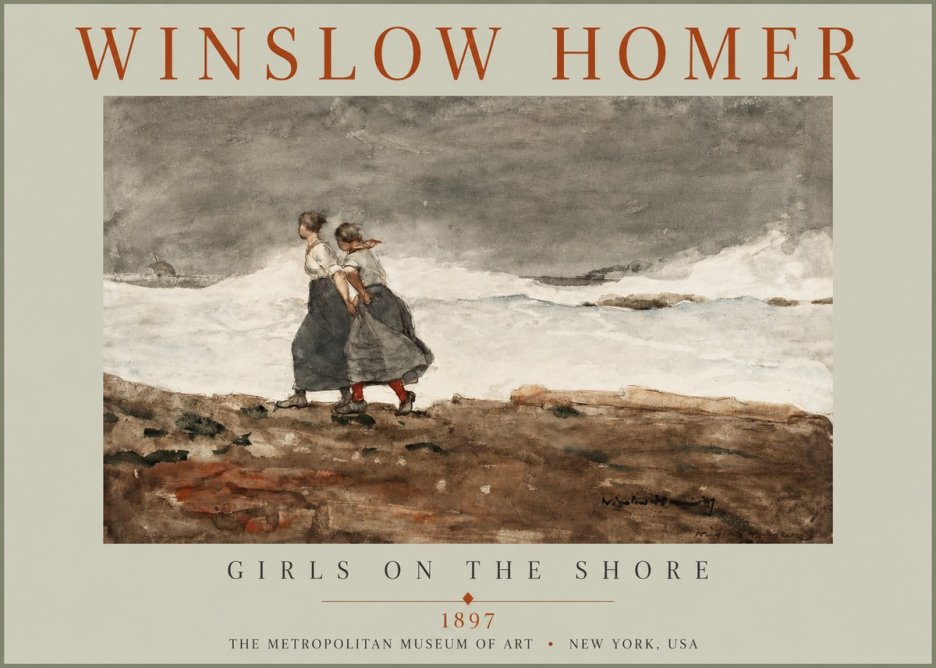 Winslow Homer Girls on the Shore No2 - Póster