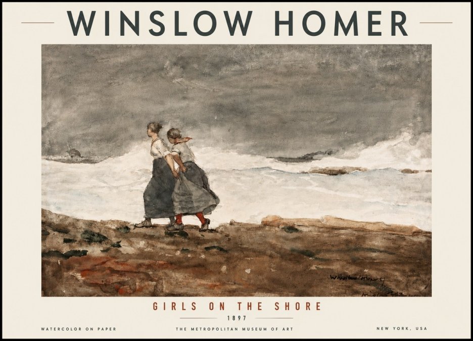 Winslow Homer Girls on the Shore No5 - Póster
