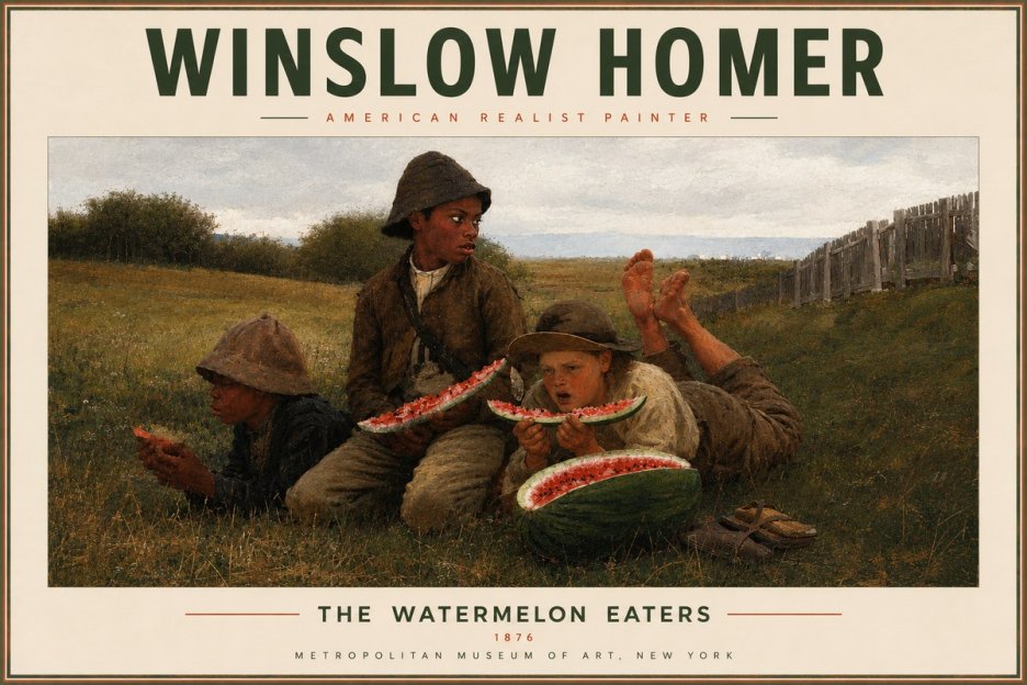 Winslow Homer The Watermelon Eaters No5 - Póster