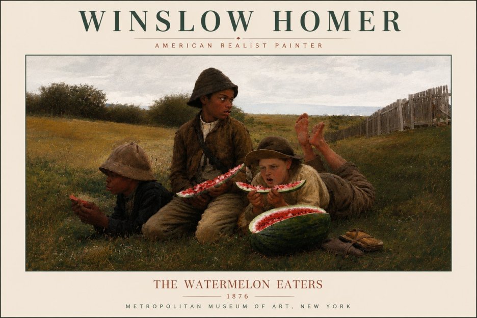 Winslow Homer The Watermelon Eaters No6 - Póster