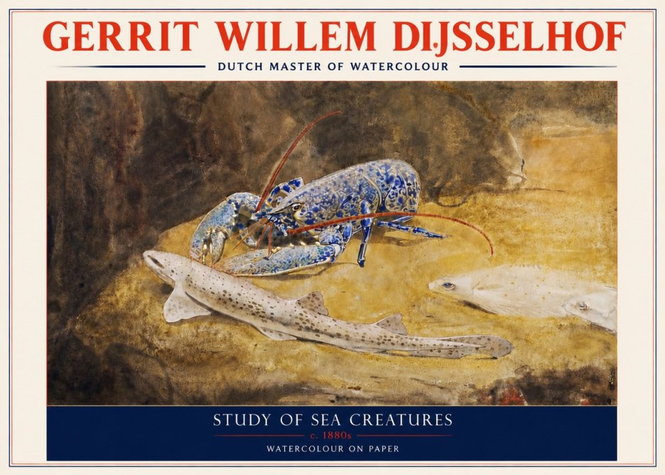 Gerrit Willem Dijsselhof Study of Sea Creatures No3 - Póster