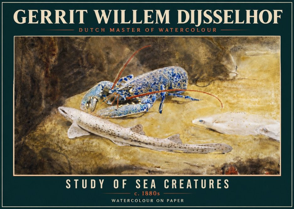 Gerrit Willem Dijsselhof Study of Sea Creatures No4 - Póster