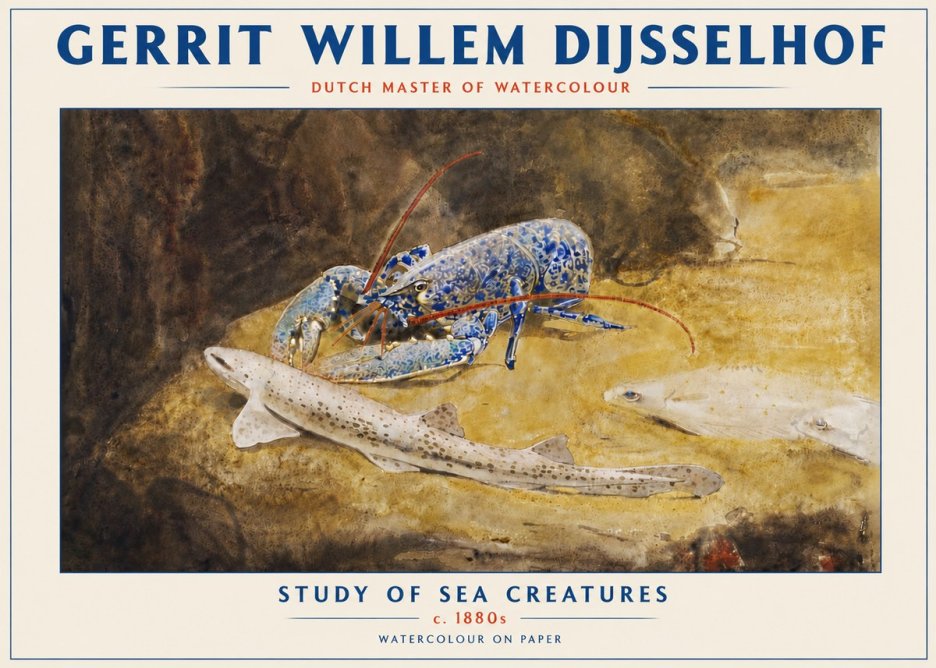 Gerrit Willem Dijsselhof Study of Sea Creatures No5 - Póster