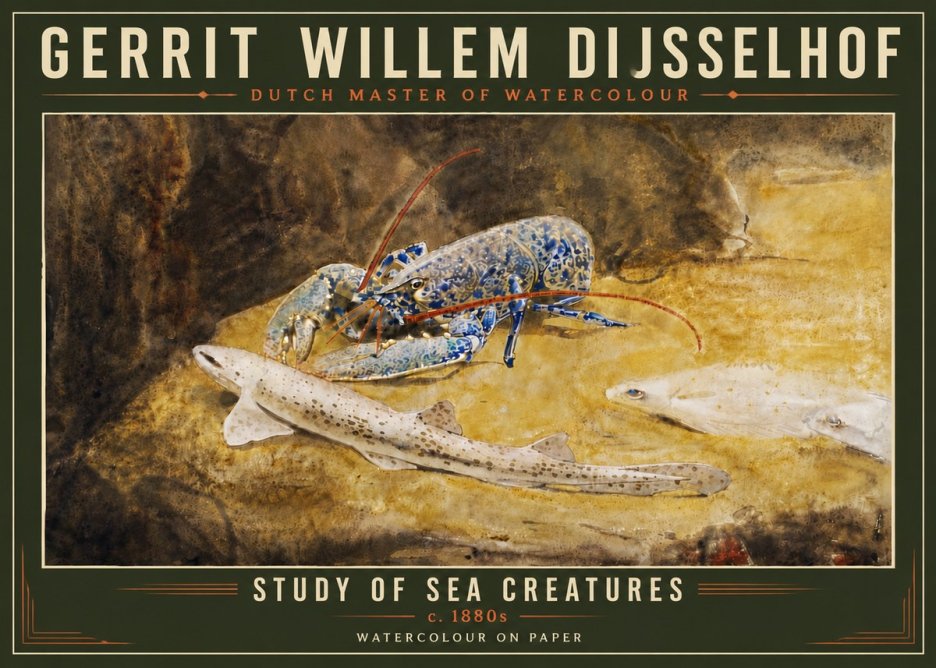Gerrit Willem Dijsselhof Study of Sea Creatures No6 - Póster