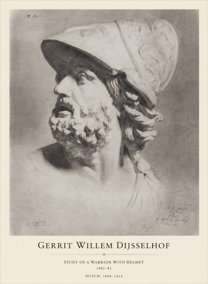Gerrit Willem Dijsselhof Study of a Warrior with Helmet No1 - Póster