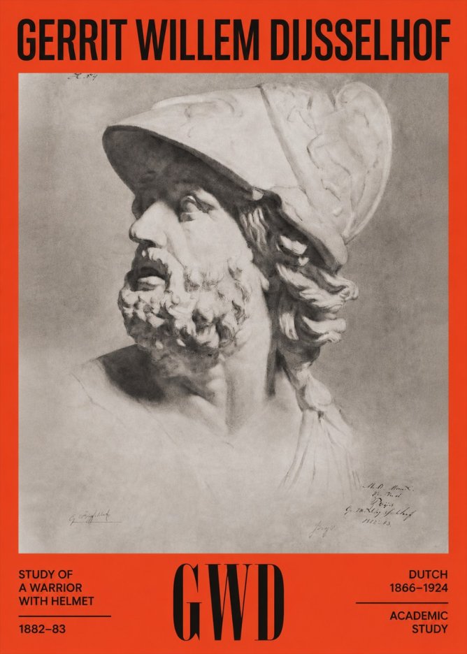 Gerrit Willem Dijsselhof Study of a Warrior with Helmet No2 - Póster