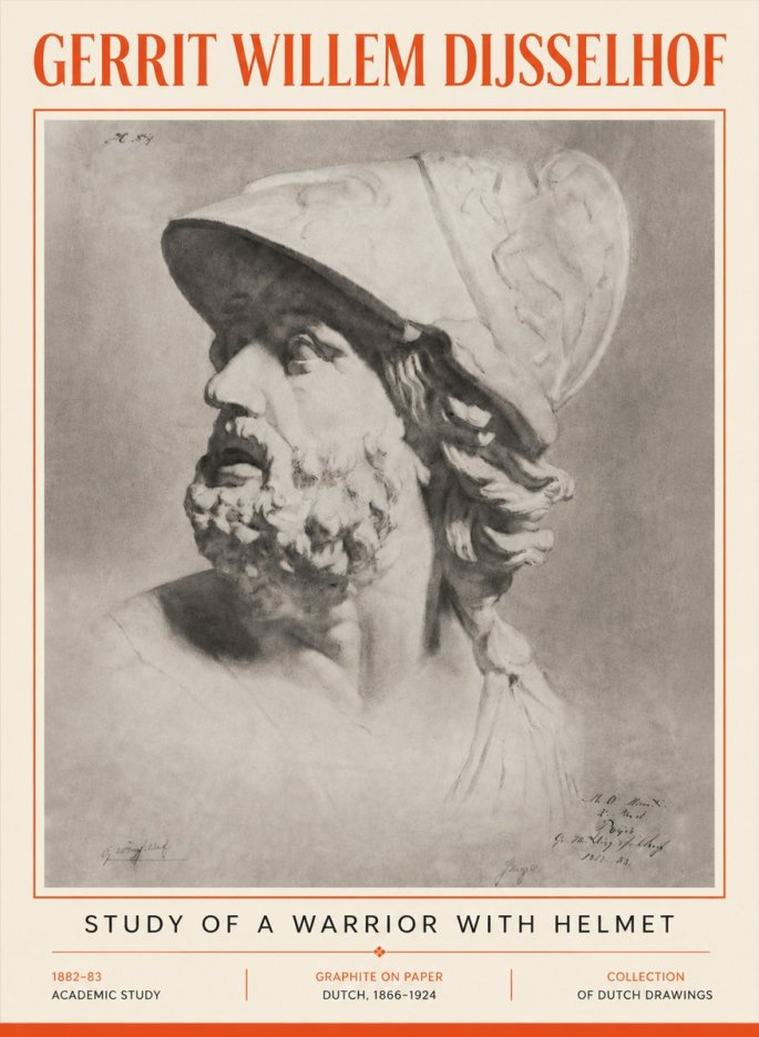 Gerrit Willem Dijsselhof Study of a Warrior with Helmet No5 - Póster