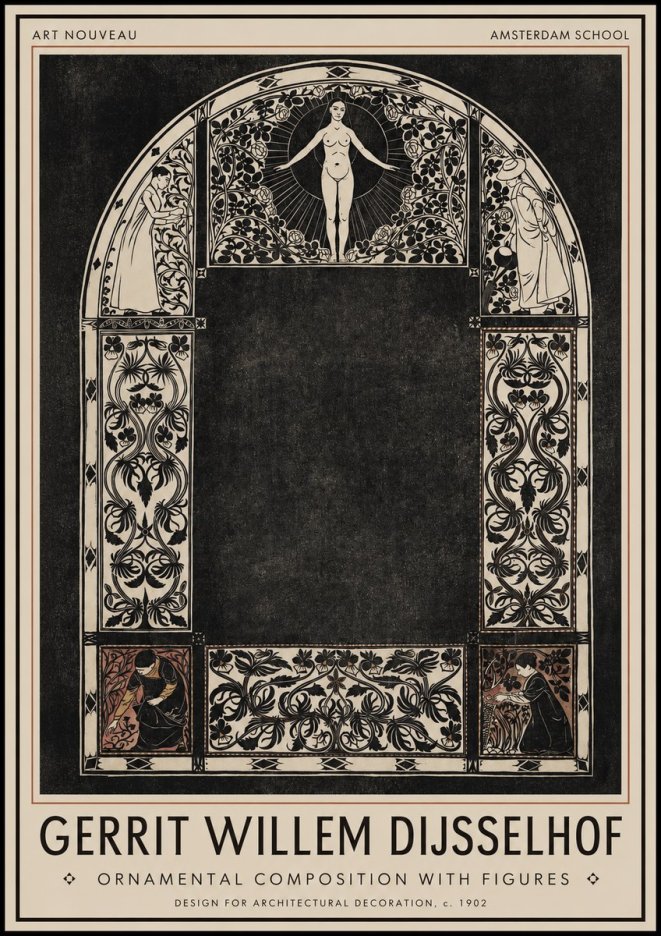 Gerrit Willem Dijsselhof Ornamental Composition with Figures No1 - Póster