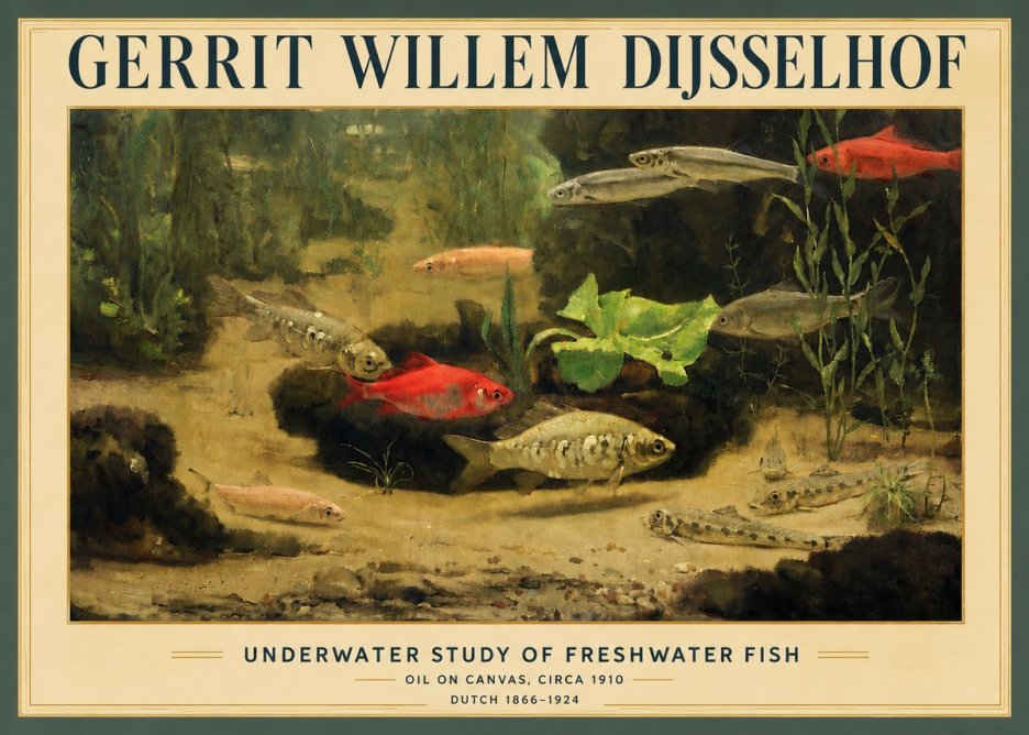 Gerrit Willem Dijsselhof Underwater Study of Freshwater Fish No4 - Póster