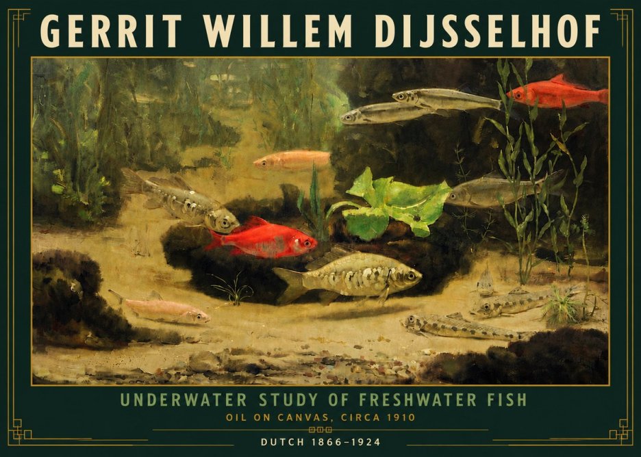 Gerrit Willem Dijsselhof Underwater Study of Freshwater Fish No5 - Póster