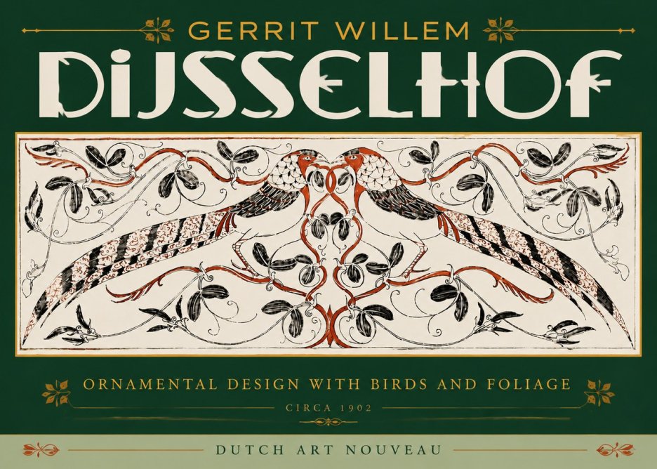 Gerrit Willem Dijsselhof Ornamental Design with Birds and Foliage No6 - Póster