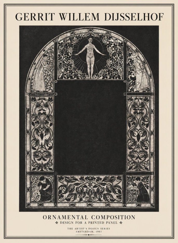 Gerrit Willem Dijsselhof Ornamental Composition - Design for a Printed Panel No1 - Póster