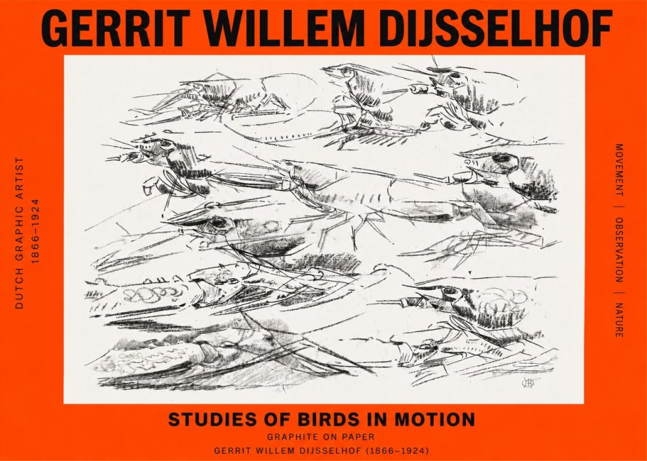 Gerrit Willem Dijsselhof Studies of Birds in Motion No2 - Póster