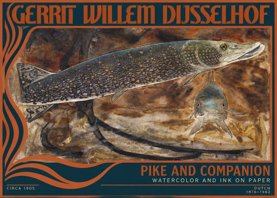 Gerrit Willem Dijsselhof Pike and Carp No4 - Póster