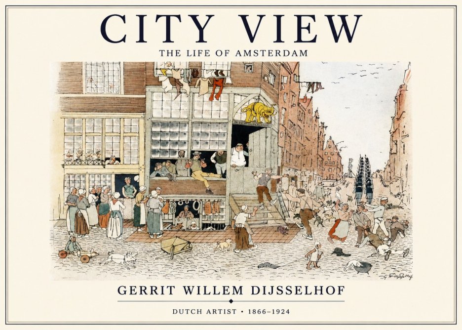 Gerrit Willem Dijsselhof Street Scene in Amsterdam No2 - Póster