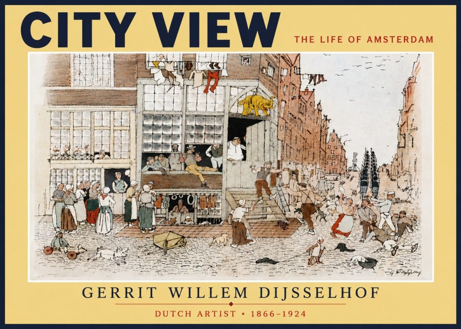 Gerrit Willem Dijsselhof Street Scene in Amsterdam No6 - Póster
