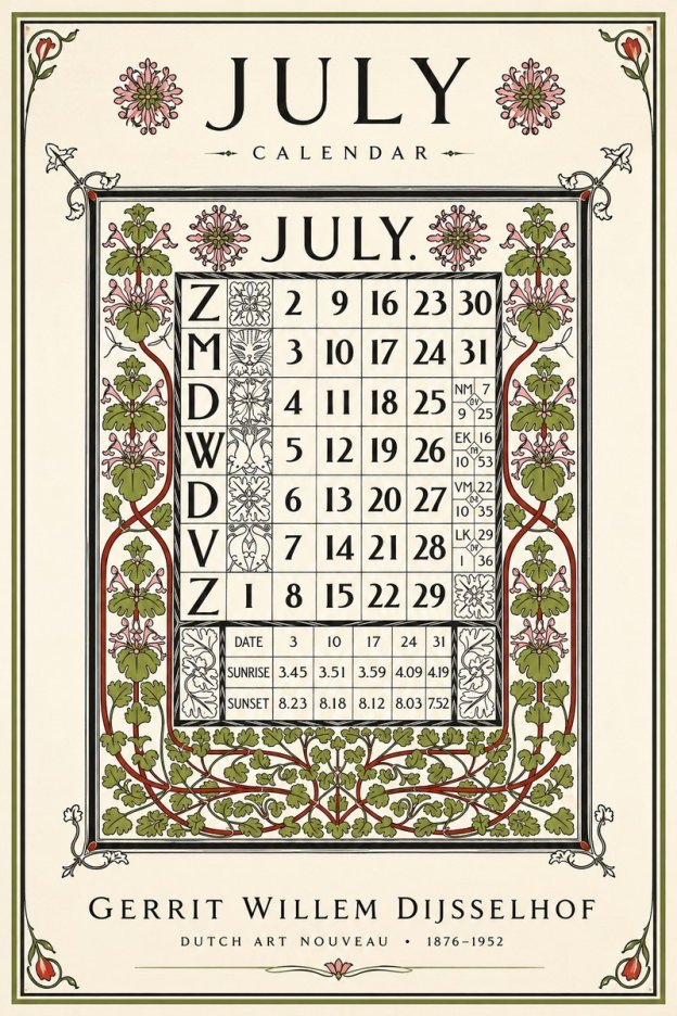 Gerrit Willem Dijsselhof July. No6 - Póster