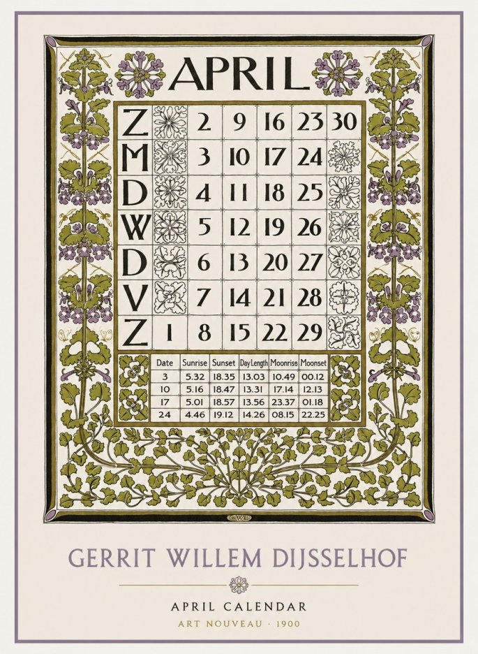 Gerrit Willem Dijsselhof April No2 - Póster