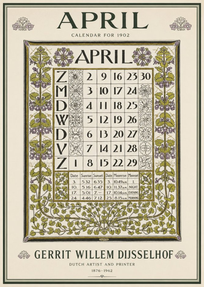 Gerrit Willem Dijsselhof April No3 - Póster
