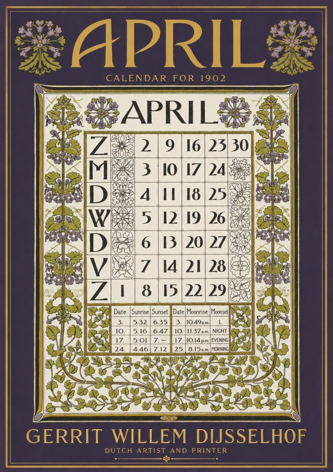Gerrit Willem Dijsselhof April No4 - Póster