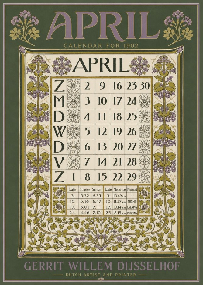 Gerrit Willem Dijsselhof April No5 - Póster