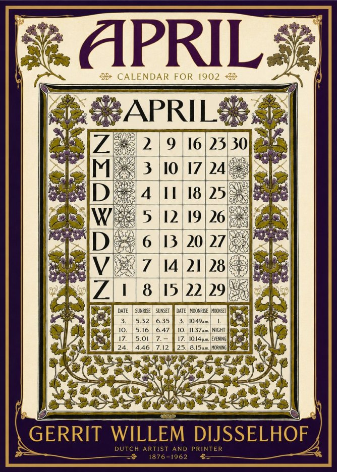 Gerrit Willem Dijsselhof April No6 - Póster