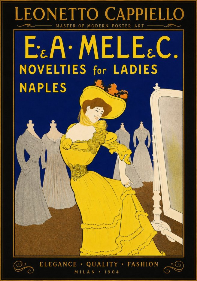 Leonetto Cappiello E.&a. Mele & C. Novelties for Ladies Naples No6 - Póster