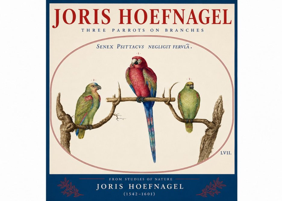 Joris Hoefnagel Three Parrots No4 - Póster