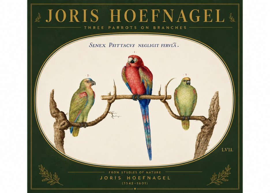 Joris Hoefnagel Three Parrots No6 - Póster
