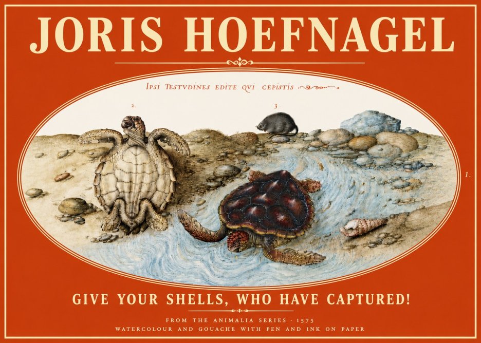 Joris Hoefnagel Two Turtles in a Stream No6 - Póster