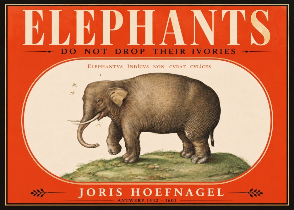 Joris Hoefnagel Elephant Does Not Drop Its Ivories No2 - Póster